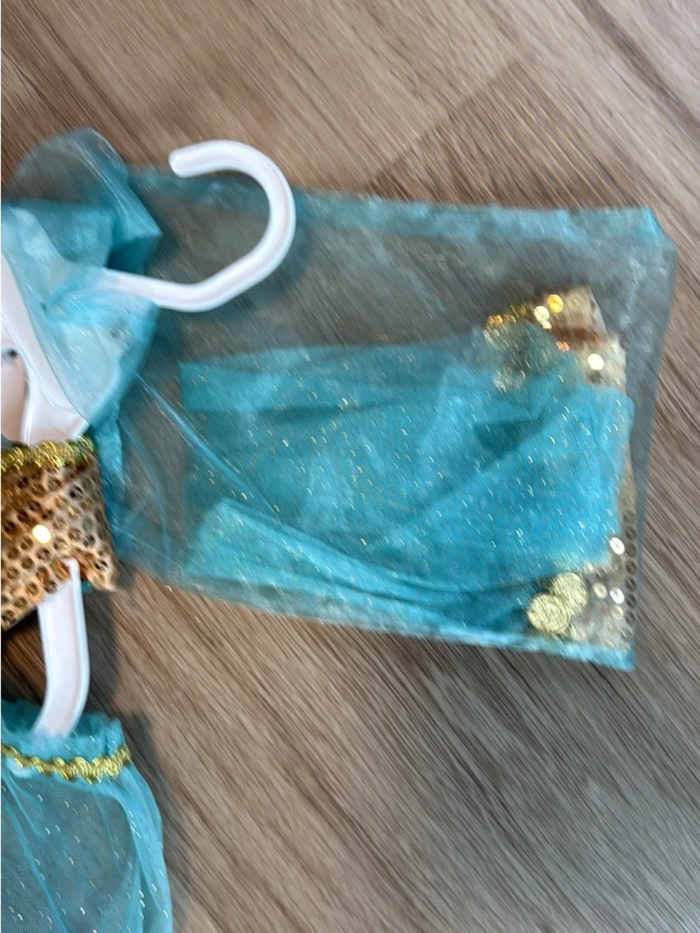 Girls Aqua and Gold Genie Princess Jasmine Costume Size 7/8